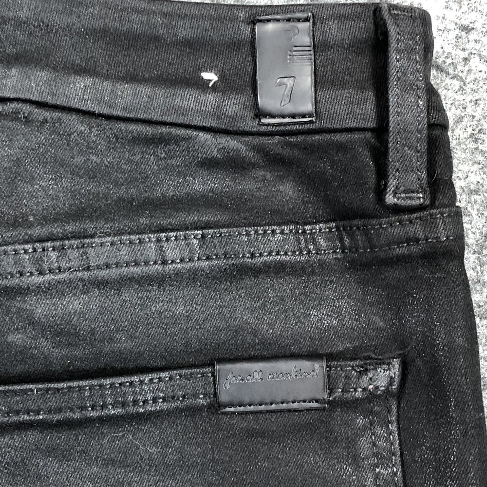 7 For All Mankind Jeans Womens 31 Black High Rise Flare Coated Stretch Denim - Picture 14 of 16